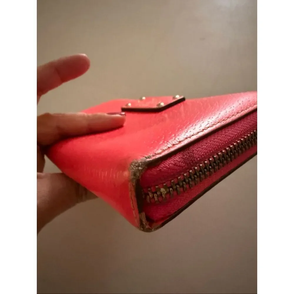 Kate Spade New York Pink Leather Zip Around Continental Wallet